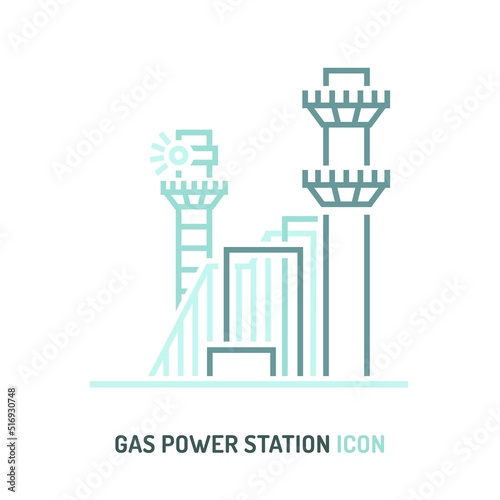 Gas power station icon. Editable vector illustration