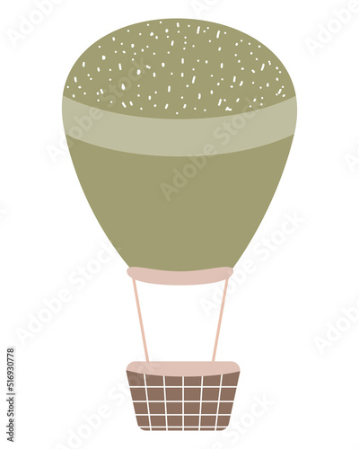 Cartoon hot air balloon in scandinavian style. Baby vector illustration isolated on white background