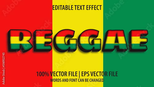 Editable text effect modern 3d REGGAE and minimal font style