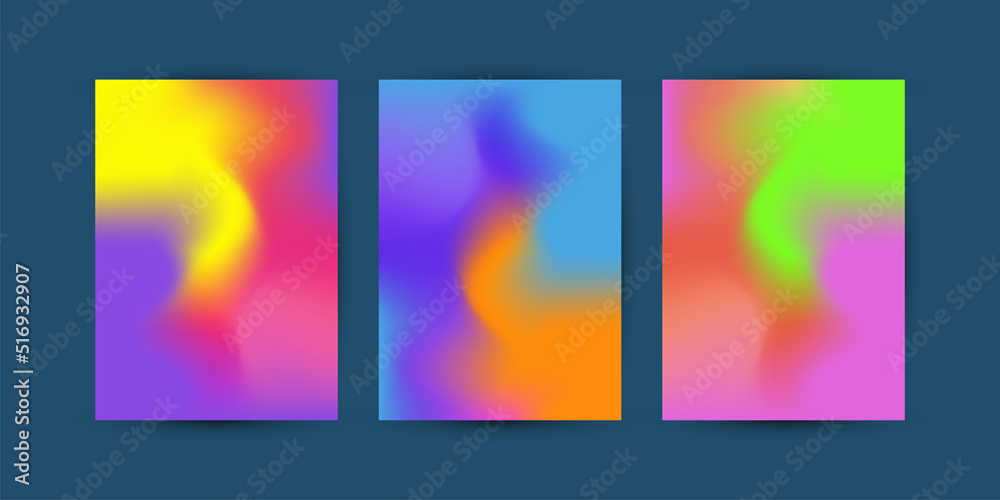 SET of colorful gradient wallpaper templates style on dark  abstract background, Modern colorful gradient vector used for wallpaper, banners, flyers, presentation design