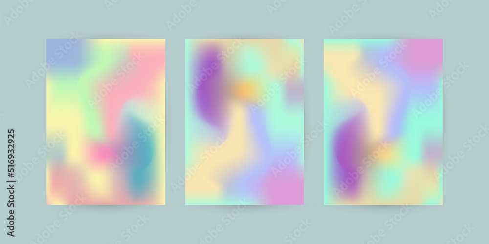 Set of pastel colorful abstract curve mode filled with gradient design, three colorful pastel template for the design of a banners, Set of abstract modern graphic elements