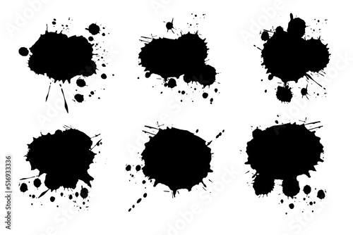 Abstract black watercolor ink blobs - 9