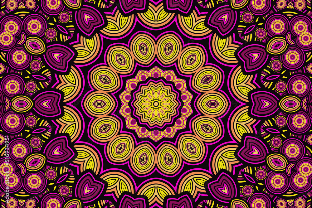 Creative abstract background with a beautiful fractal ornament and an intricate star in the center of the composition