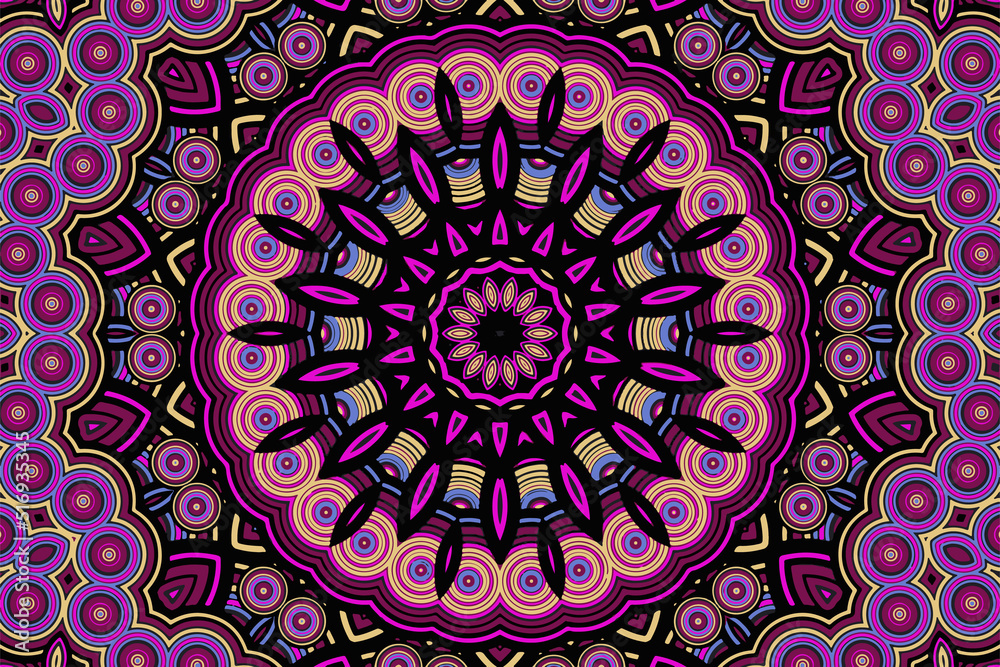 Creative abstract background with a beautiful fractal ornament and an intricate star in the center of the composition