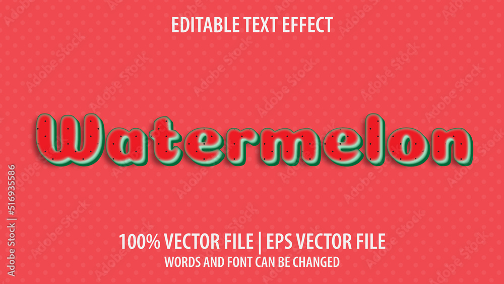 Editable text effect modern 3d watermelon and minimal font style Editable text effect modern 3d watermelon and minimal font style