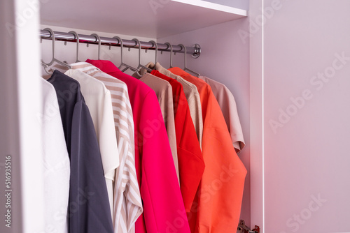 Basic wardrobe of a fashion stylist, in bright colors. Minimalism style