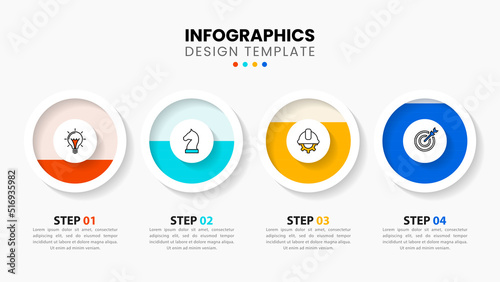 Infographic template. 4 filling circles with icons