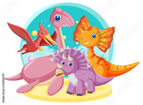 Cute stegosaurus dinosaur and baby