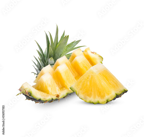 Fresh pineapple with leaves isolated on white background