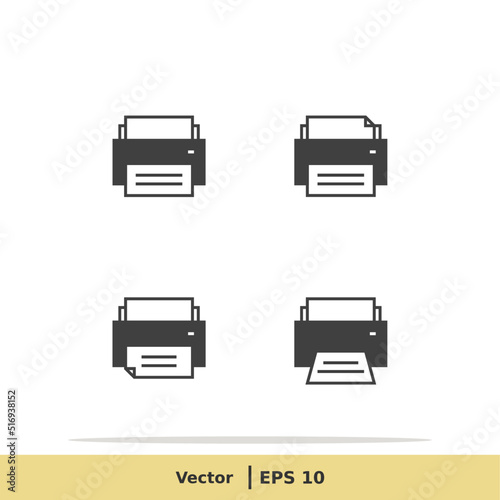 Print Icon set. Printer Symbol. Design Logo Template. Vector Icon EPS 10 Pixel Perfect