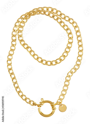 goldene Halskette gelegt als Freisteller