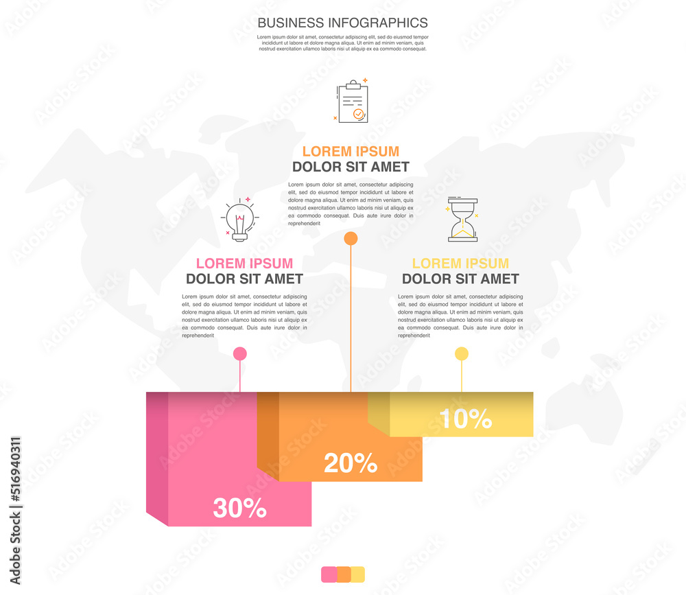 Vector creative infographic of columns bar chart with 3 options. Modern comparison business table isolated on transparent background. Design timeline with data slide template