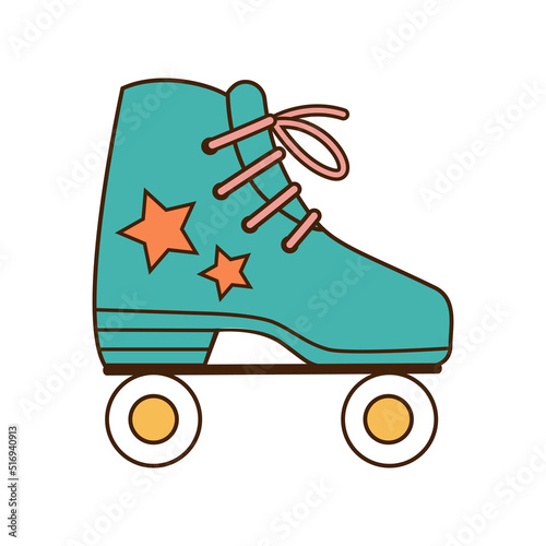 Roller skates in retro style. Flat vector illustration.