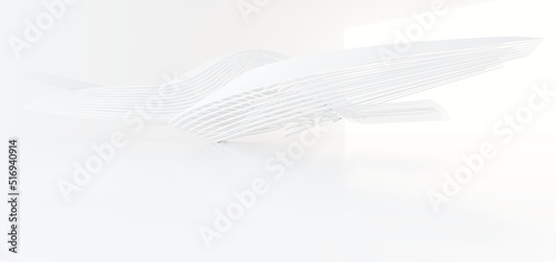Obraz na płótnie Luxury white abstract architectural minimalistic background. Contemporary showroom. Modern exhibition stand. Empty gallery. Backlight. Polygonal Graphic Design. 3D illustration and rendering. w salonie