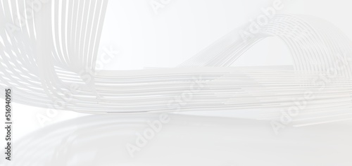 Obraz na płótnie Luxury white abstract architectural minimalistic background. Contemporary showroom. Modern exhibition stand. Empty gallery. Backlight. Polygonal Graphic Design. 3D illustration and rendering. w salonie