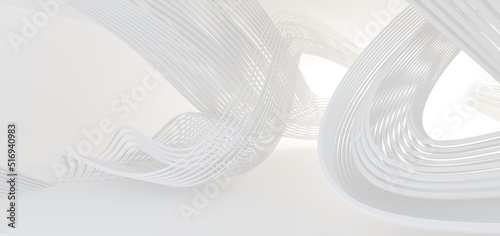 Obraz na płótnie Luxury white abstract architectural minimalistic background. Contemporary showroom. Modern exhibition stand. Empty gallery. Backlight. Polygonal Graphic Design. 3D illustration and rendering. w salonie