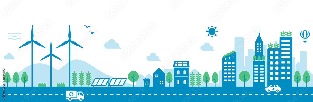 Smart ecology city vector illustration