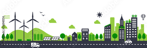 Smart ecology city vector illustration