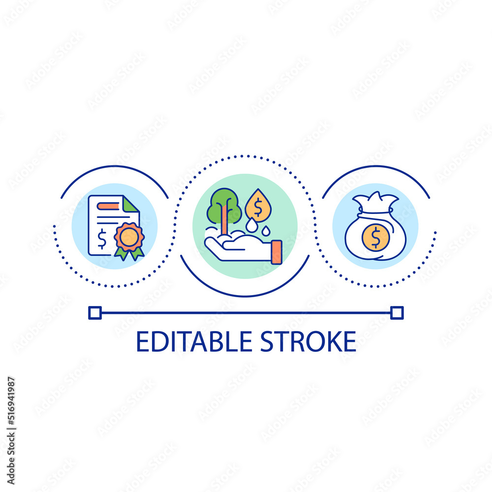 Investment and bond security loop concept icon. Financial problems prevention. Money savings abstract idea thin line illustration. Isolated outline drawing. Editable stroke. Arial font used Investment and bond security loop concept icon. Financial problems prevention. Money savings abstract idea thin line illustration. Isolated outline drawing. Editable stroke. Arial font used