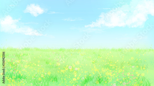 青空と草原（ワイド）