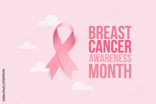 Pink silky ribbon for breast cancer awareness month October. Vector illustration.