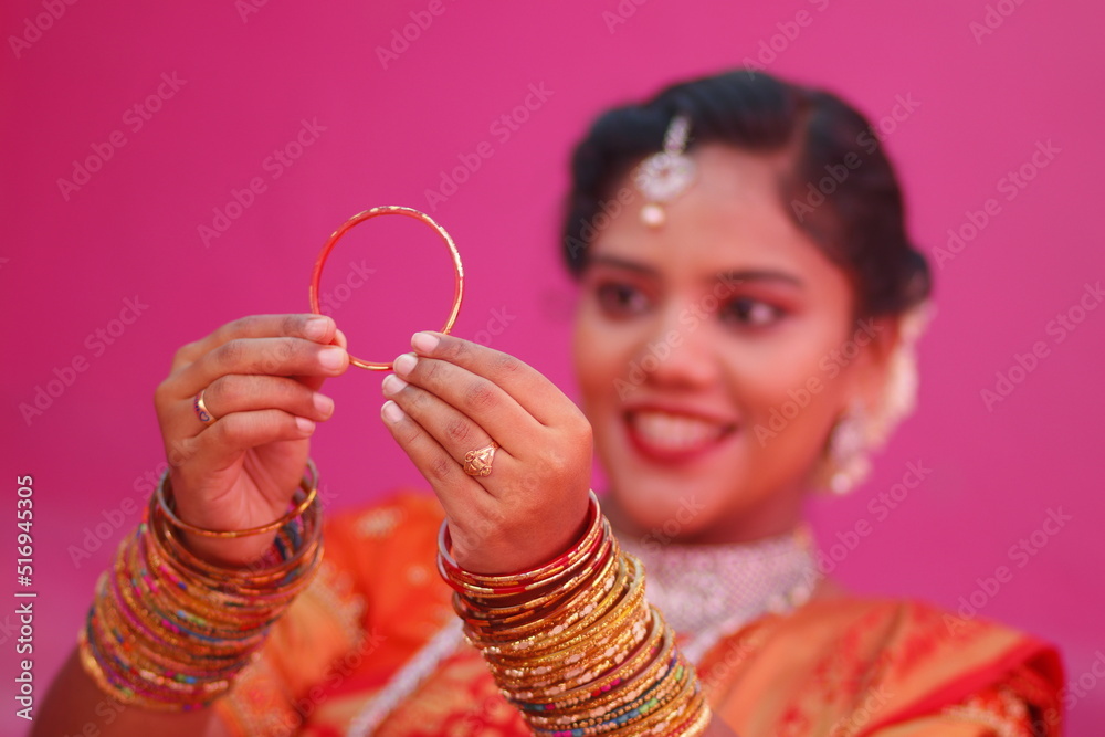 women showing the bangles in South Indian wedding Stock Photo | Adobe Stock