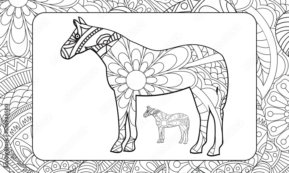 Animal coloring pages for Adults. hand drawing coloring book and page