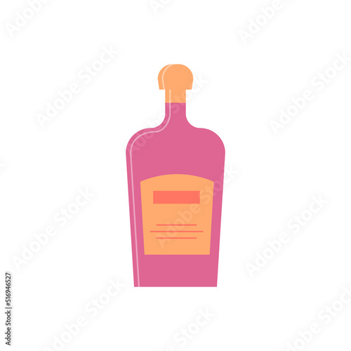 Bottle of liquor, great design for any purposes. Flat style. Color form. Party drink concept. Simple image shape