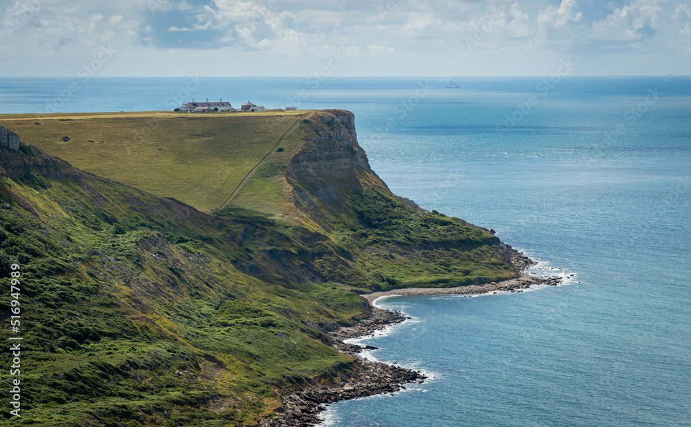 South West Coast Path, St. Aldhelm's Chapel seen from Chapman's Pool