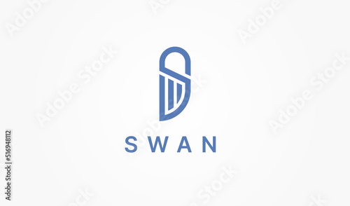 Abstract Swan Logo with Initial Letter S. Usable for Business and Branding Logos. Flat Vector Logo Design Template Element.