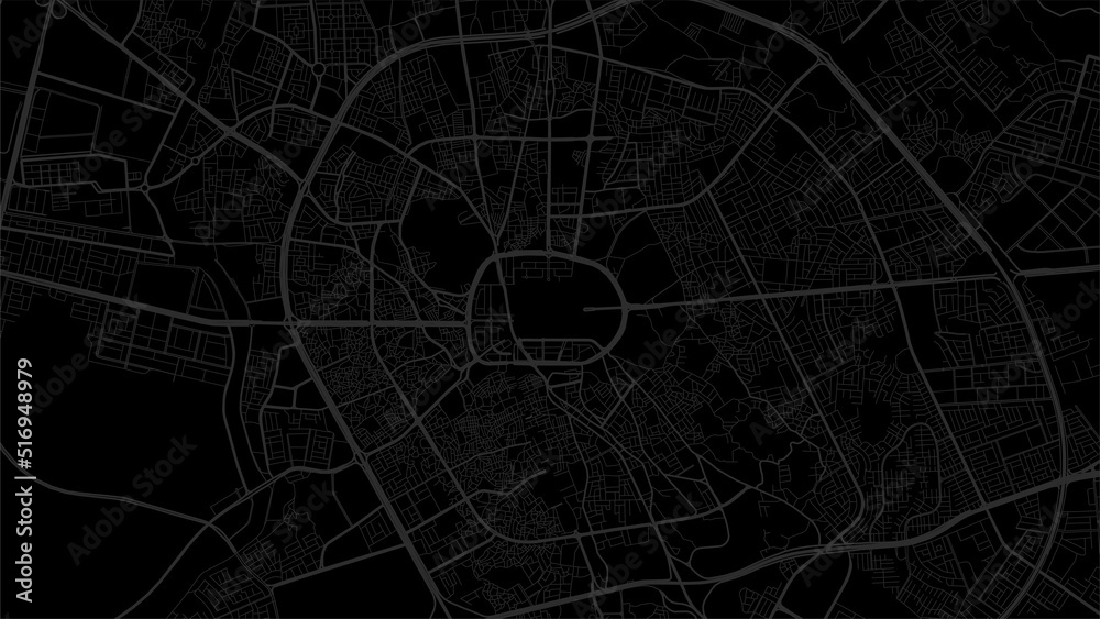 Dark black Medina City area vector background map, streets and water cartography illustration. Dark black Medina City area vector background map, streets and water cartography illustration.