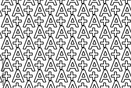 Seamless pattern completely filled with outlines of A plus symbols. Elements are evenly spaced. Vector illustration on white background