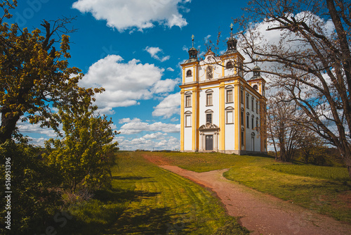 Moravsky Krumlov, Chapel of St. Florian. spring landscape. Southern Moravia, Czech Republic