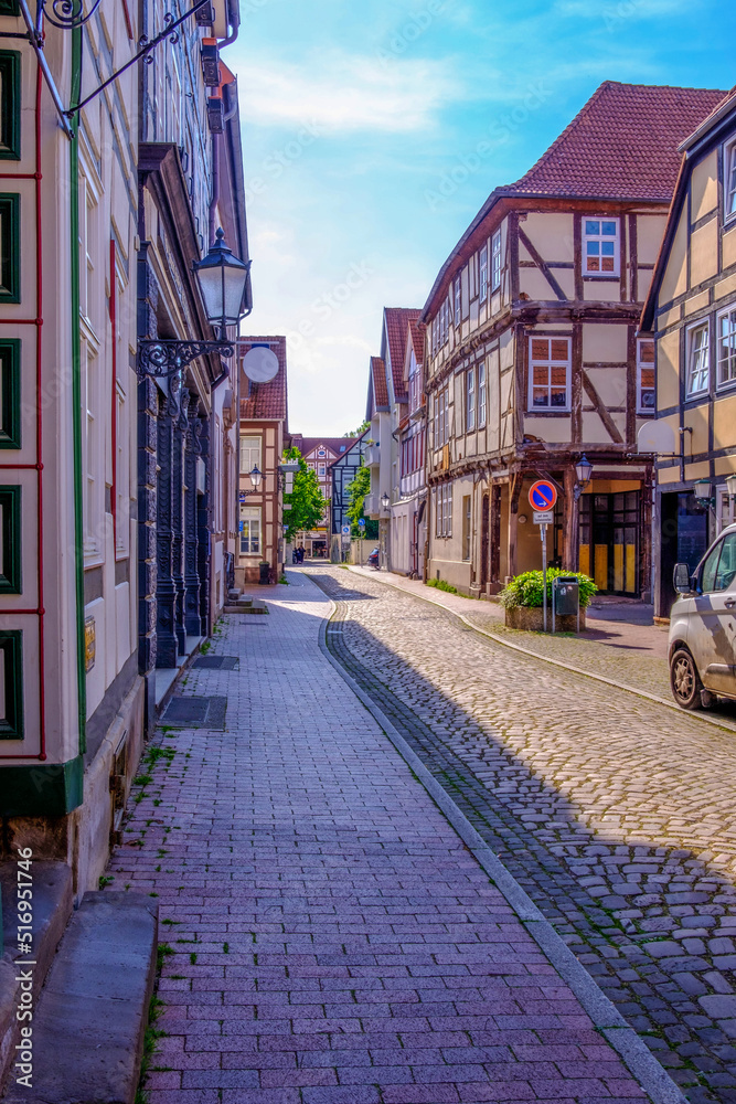 Obraz premium Impressionen in Rattenfängerstadt Hameln in Niedersachsen am Tag aufgenommen.