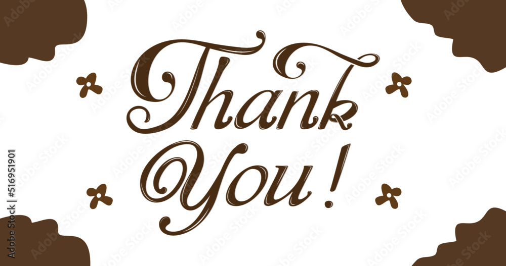 Obraz premium Thank you card. Beautiful greeting card scratched calligraphy brown text. This card is suitable for print design. 
