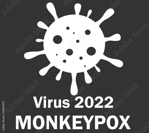 Monkeypox virus cells outbreak medical banner. Monkeypox virus cells on white sciense background. Monkey pox microbiological vector background.