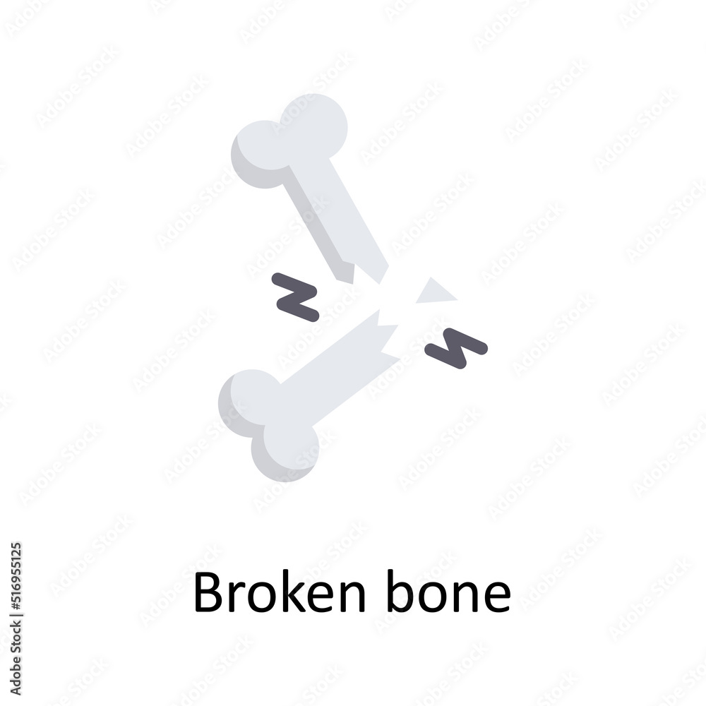 Broken Bone vector flat Icon Design illustration. Medical Symbol on White background EPS 10 File Broken Bone vector flat Icon Design illustration. Medical Symbol on White background EPS 10 File