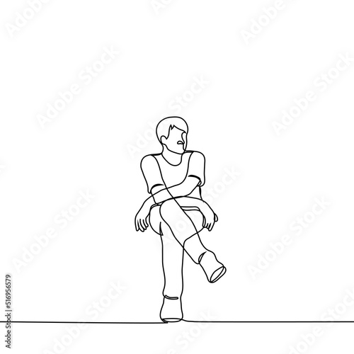 man sitting and waving from car window from passenger seat - one line drawing vector. concept celebrity waves to fans leaving the event  the tourist leaves and says goodbye to the city or country