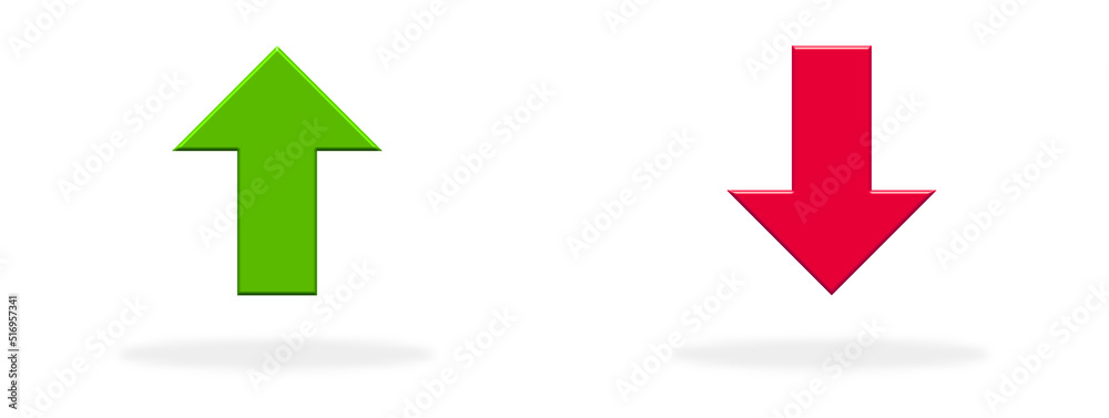 Gewinner und Verlierer - Zwei Pfeile in grün und rot nach oben und unten Gewinner und Verlierer - Zwei Pfeile in grün und rot nach oben und unten