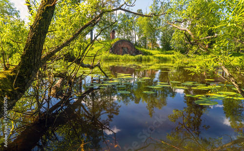 A blacksmith shop on the shore in the Priyutino estate. Vsevolozhsk. Leningrad region. photo