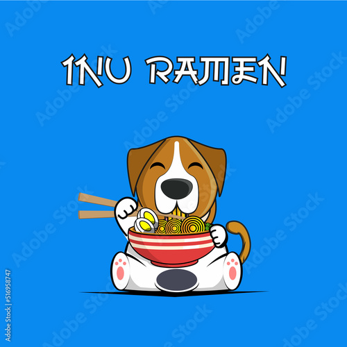Inu ramen noodles logo vector illustration