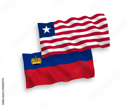 Flags of Liechtenstein and Liberia on a white background