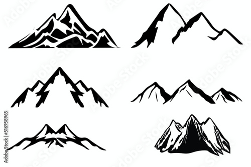 set of mountains logo, set of mountains silhouette