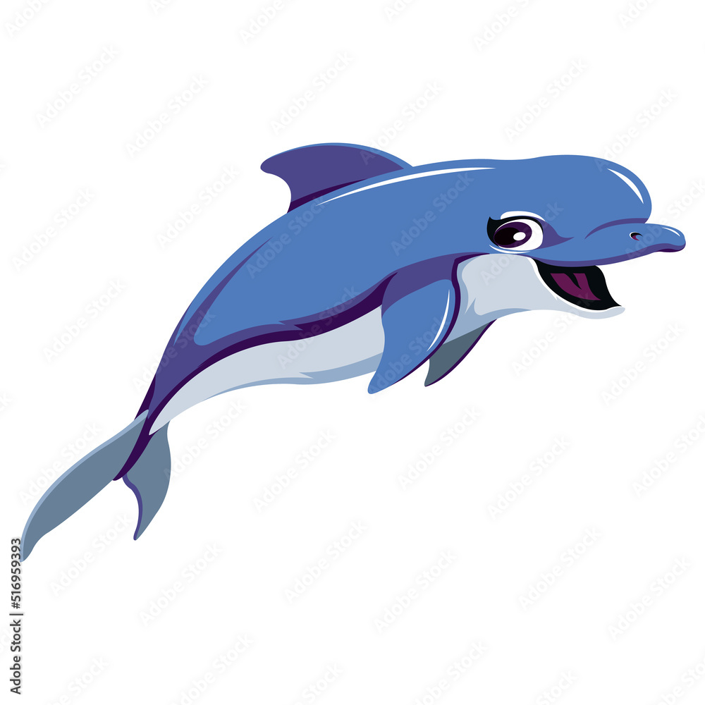 Fototapeta premium Dolphin icon dynamic design cute cartoon sketch