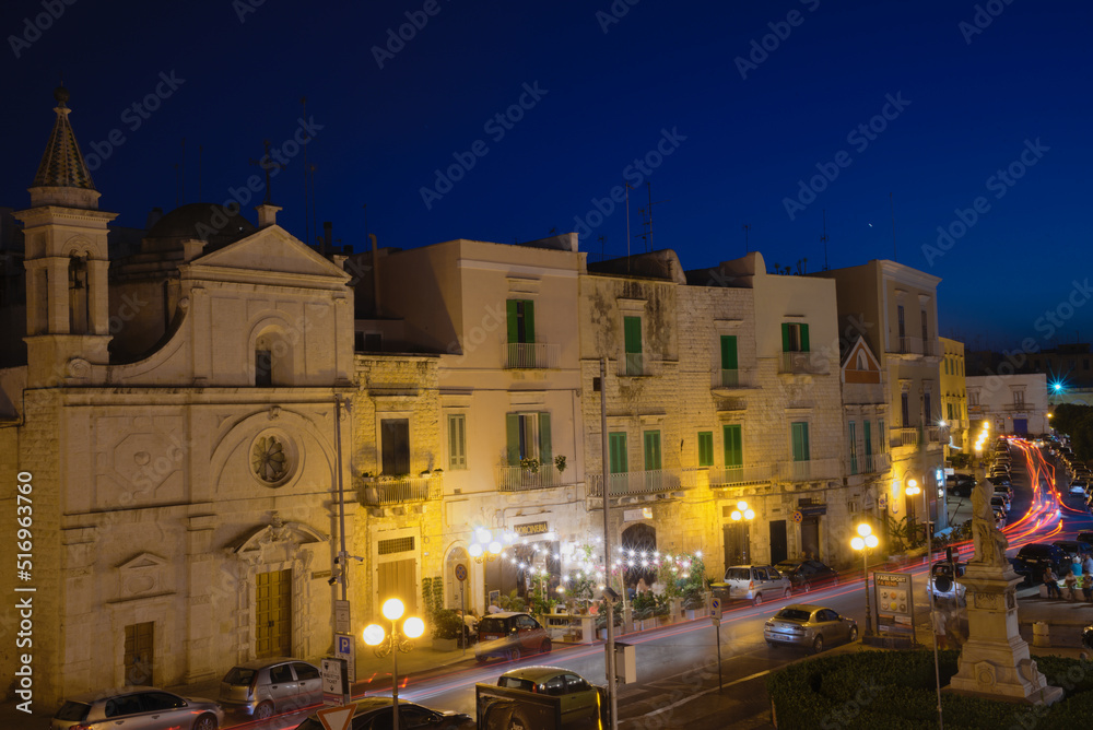 Naklejka premium Molfetta, Italy, night view of the old town