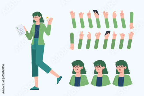Customize Girl in green outfit Character Set
