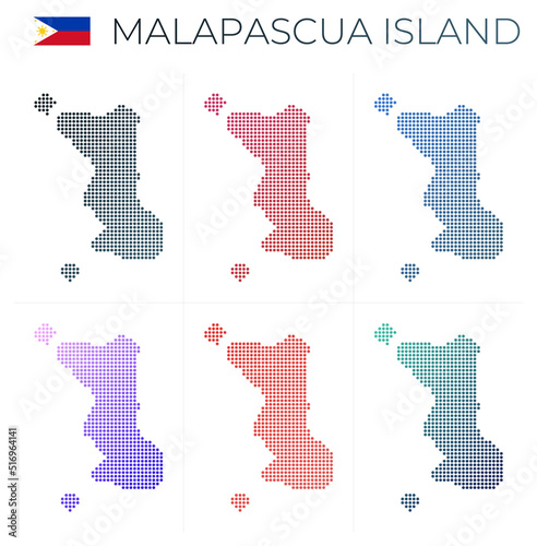 Malapascua Island dotted map set. Map of Malapascua Island in dotted style. Borders of the island filled with beautiful smooth gradient circles. Amazing vector illustration. photo
