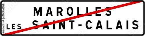 Panneau sortie ville agglomération Marolles-lès-Saint-Calais / Town exit sign Marolles-lès-Saint-Calais