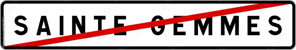 Panneau sortie ville agglomération Sainte-Gemmes / Town exit sign Sainte-Gemmes