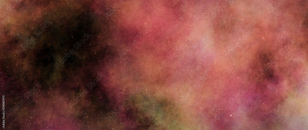 Abstract nebula background in reddish hues with scintillating stars. Computer-generated illustration